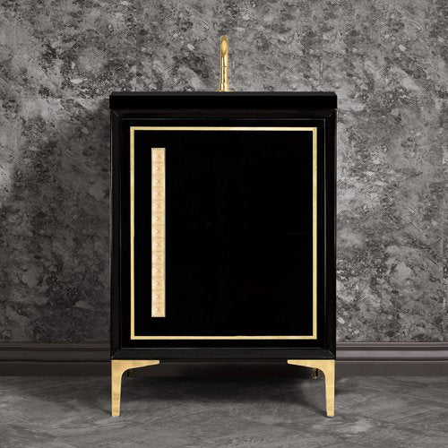 Linkasink VAN24B-026PB Linea With 18 Artisan Glass Pyramid Hardware 24 Wide Vanity, 24 X 22 X 33.5 (Without Vanity Top) - Parent