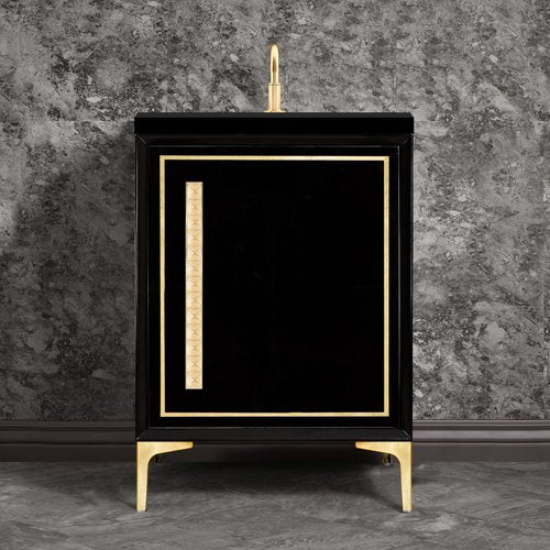 Linkasink VAN24B-026SB Linea With 18 Artisan Glass Pyramid Hardware 24 Wide Vanity, 24 X 22 X 33.5 (Without Vanity Top) - Parent