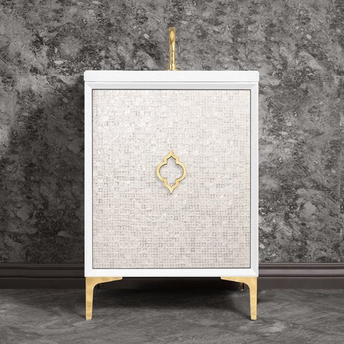 Linkasink VAN24W-004 Mother Of Pearl With Arabesque Pull 24 Wide Vanity, 24 X 22 X 33.5 (Without Vanity Top) - Parent