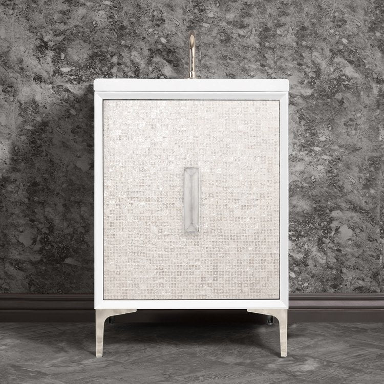 Linkasink VAN24W-016PN Mother Of Pearl With 8 Artisan Glass Prism Hardware 24 Wide Vanity, 24 X 22 X 33.5 (Without Vanity Top) - Parent