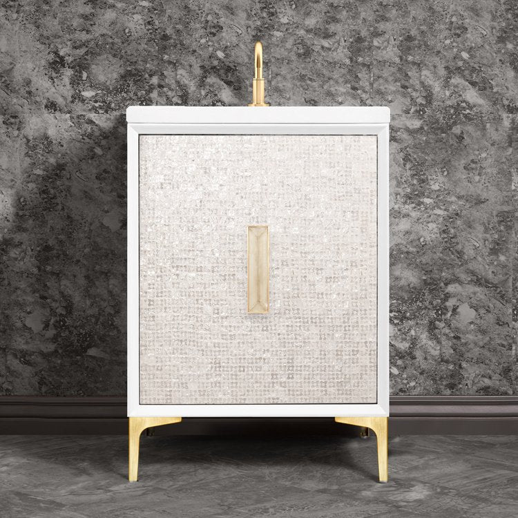 Linkasink VAN24W-016SB Mother Of Pearl With 8 Artisan Glass Prism Hardware 24 Wide Vanity, 24 X 22 X 33.5 (Without Vanity Top) - Parent