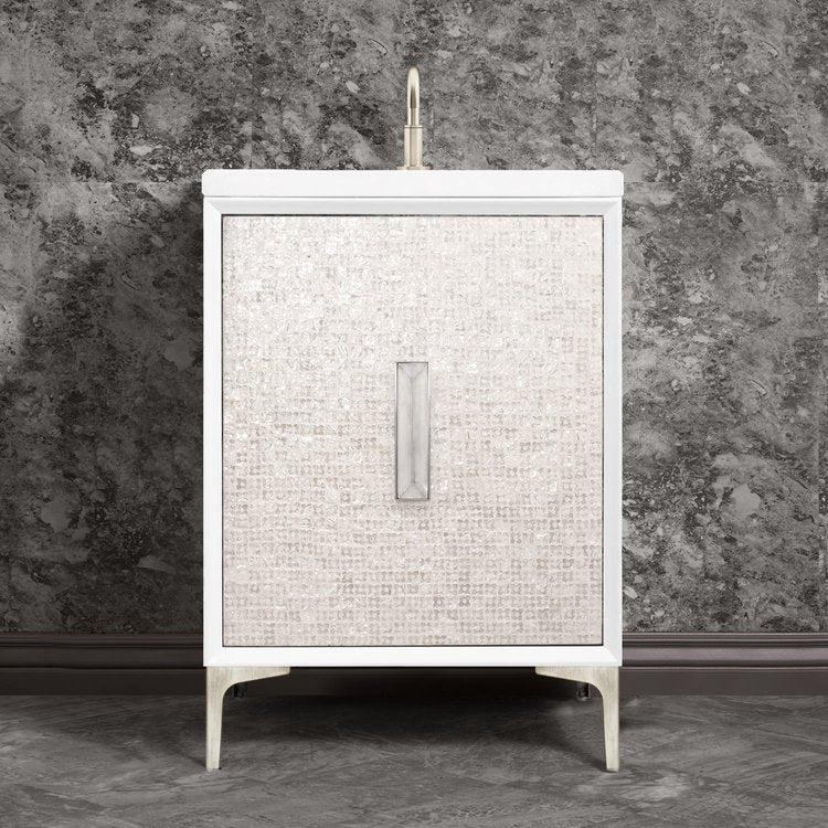 Linkasink VAN24W-016SN Mother Of Pearl With 8 Artisan Glass Prism Hardware 24 Wide Vanity, 24 X 22 X 33.5 (Without Vanity Top) - Parent