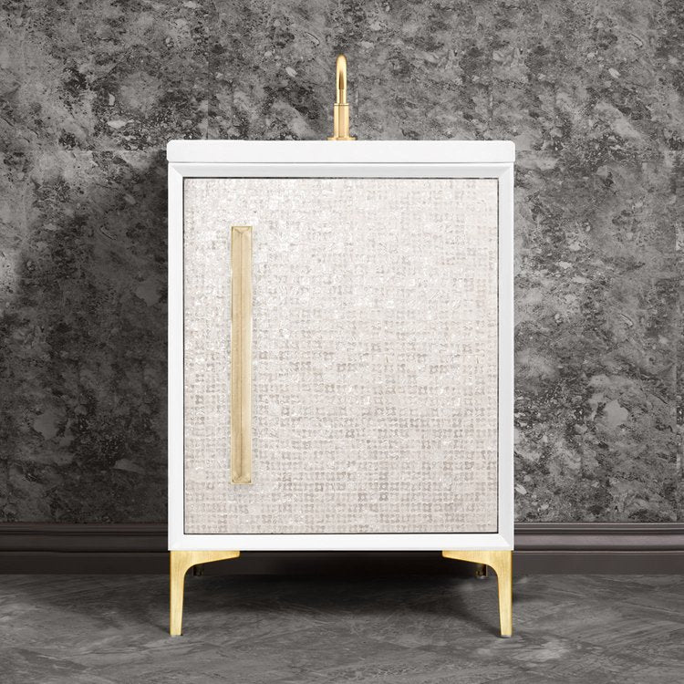 Linkasink VAN24W-017SB Mother Of Pearl With 18 Artisan Glass Prism Hardware 24 Wide Vanity, 24 X 22 X 33.5 (Without Vanity Top) - Parent
