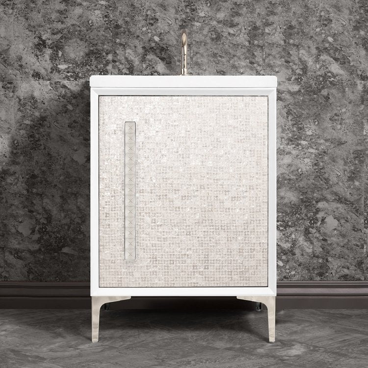 Linkasink VAN24W-018PN Mother Of Pearl With 18 Artisan Glass Pyramid Hardware 24 Wide Vanity, 24 X 22 X 33.5 (Without Vanity Top) - Parent
