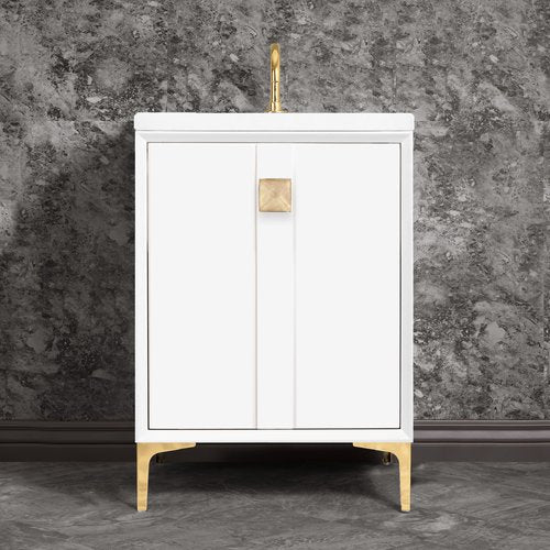 Linkasink VAN24W-019PB Tuxedo With 3 Artisan Glass Prism Hardware 24 Wide Vanity, 24 X 22 X 33.5 (Without Vanity Top) - Parent