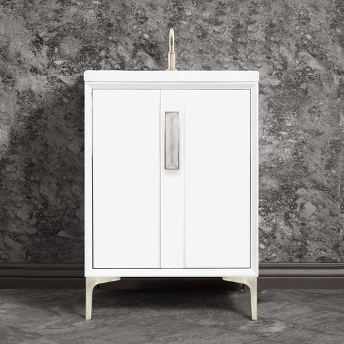 Linkasink VAN24W-020SN Tuxedo With 8 Artisan Glass Prism Hardware 24 Wide Vanity, 24 X 22 X 33.5 (Without Vanity Top) - Parent