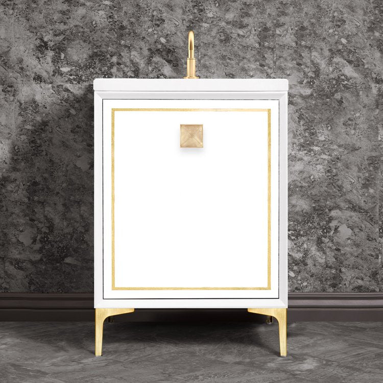 Linkasink VAN24W-023SB Linea With 3 Artisan Glass Prism Hardware 24 Wide Vanity, 24 X 22 X 33.5 (Without Vanity Top) - Parent