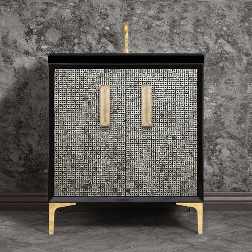 Linkasink VAN30B-016PB Mother Of Pearl With 8 Artisan Glass Prism Hardware 30 Wide Vanity, 30 X 22 X 33.5 (Without Vanity Top) - Parent