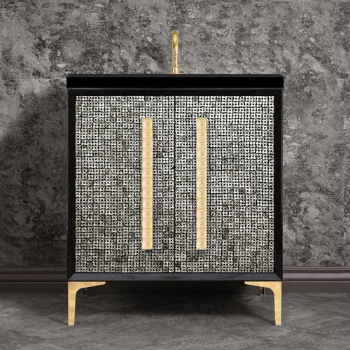 Linkasink VAN30B-017PB Mother Of Pearl With 18 Artisan Glass Prism Hardware 30 Wide Vanity, 30 X 22 X 33.5 (Without Vanity Top) - Parent