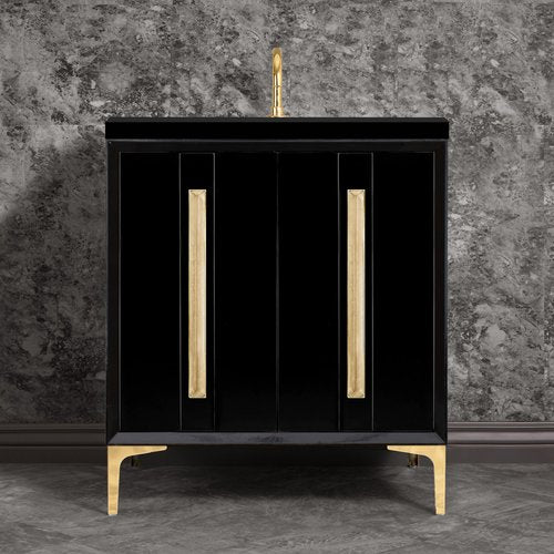 Linkasink VAN30B-021PB Tuxedo With 18 Artisan Glass Prism Hardware 30 Wide Vanity, 30 X 22 X 33.5 (Without Vanity Top) - Parent
