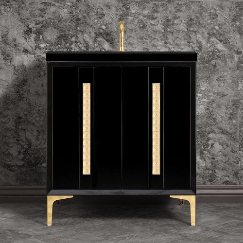 Linkasink VAN30B-022PB Tuxedo With 18 Artisan Glass Pyramid Hardware 30 Wide Vanity, 30 X 22 X 33.5 (Without Vanity Top) - Parent