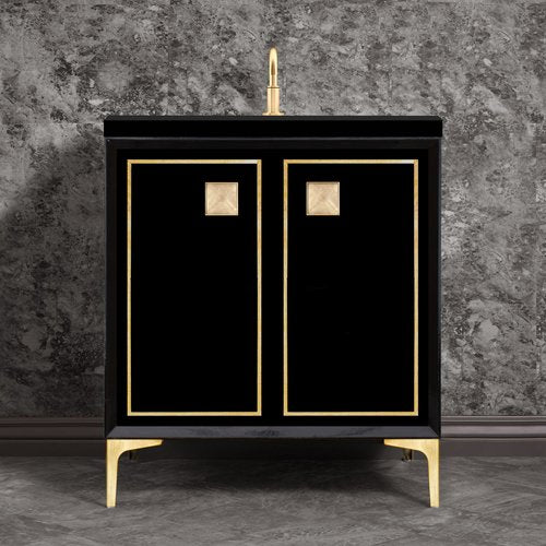 Linkasink VAN30B-023SB Linea With 3 Artisan Glass Prism Hardware 30 Wide Vanity, 30 X 22 X 33.5 (Without Vanity Top) - Parent