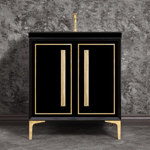 Linkasink VAN30B-025PB Linea With 18 Artisan Glass Prism Hardware 30 Wide Vanity, 30 X 22 X 33.5 (Without Vanity Top) - Parent
