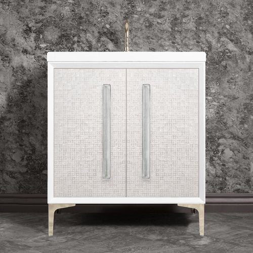 Linkasink VAN30W-017PN Mother Of Pearl With 18 Artisan Glass Prism Hardware 30 Wide Vanity, 30 X 22 X 33.5 (Without Vanity Top) - Parent