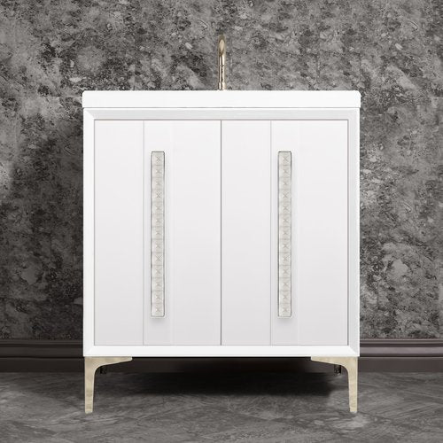 Linkasink VAN30W-022PN Tuxedo With 18 Artisan Glass Pyramid Hardware 30 Wide Vanity, 30 X 22 X 33.5 (Without Vanity Top) - Parent