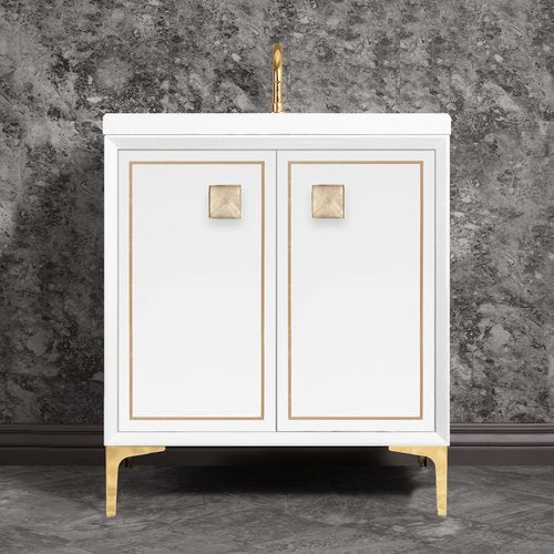 Linkasink VAN30W-023PB Linea With 3 Artisan Glass Prism Hardware 30 Wide Vanity, 30 X 22 X 33.5 (Without Vanity Top) - Parent