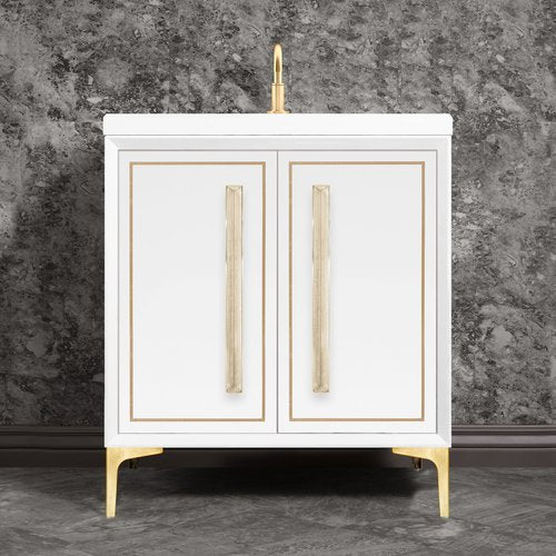Linkasink VAN30W-025SB Linea With 18 Artisan Glass Prism Hardware 30 Wide Vanity, 30 X 22 X 33.5 (Without Vanity Top) - Parent