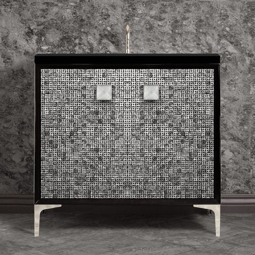 Linkasink VAN36B-015PN Mother Of Pearl With 3 Artisan Glass Prism Hardware 36 Wide Vanity, 36 X 22 X 33.5 (Without Vanity Top) - Parent