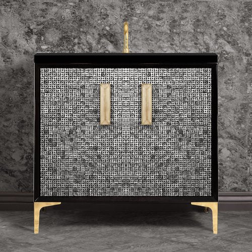 Linkasink VAN36B-016PB Mother Of Pearl With 8 Artisan Glass Prism Hardware 36 Wide Vanity, 36 X 22 X 33.5 (Without Vanity Top) - Parent