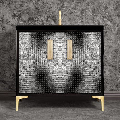 Linkasink VAN36B-016SB Mother Of Pearl With 8 Artisan Glass Prism Hardware 36 Wide Vanity, 36 X 22 X 33.5 (Without Vanity Top) - Parent