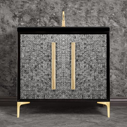 Linkasink VAN36B-017SB Mother Of Pearl With 18 Artisan Glass Prism Hardware 36 Wide Vanity, 36 X 22 X 33.5 (Without Vanity Top) - Parent