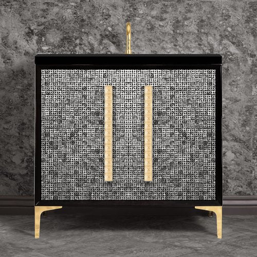 Linkasink VAN36B-018PB Mother Of Pearl With 18 Artisan Glass Pyramid Hardware 36 Wide Vanity, 36 X 22 X 33.5 (Without Vanity Top) - Parent