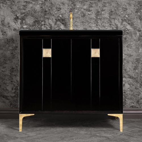 Linkasink VAN36B-019PB Tuxedo With 3 Artisan Glass Prism Hardware 36 Wide Vanity, 36 X 22 X 33.5 (Without Vanity Top) - Parent