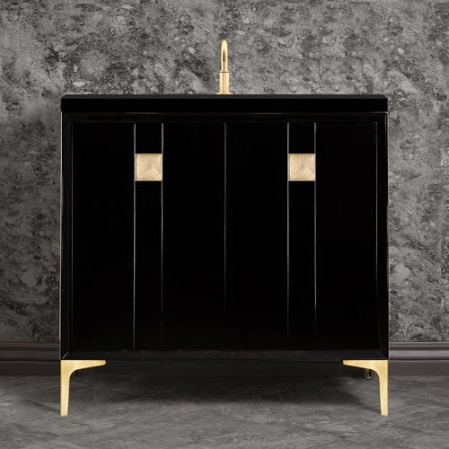 Linkasink VAN36B-019SB Tuxedo With 3 Artisan Glass Prism Hardware 36 Wide Vanity, 36 X 22 X 33.5 (Without Vanity Top) - Parent