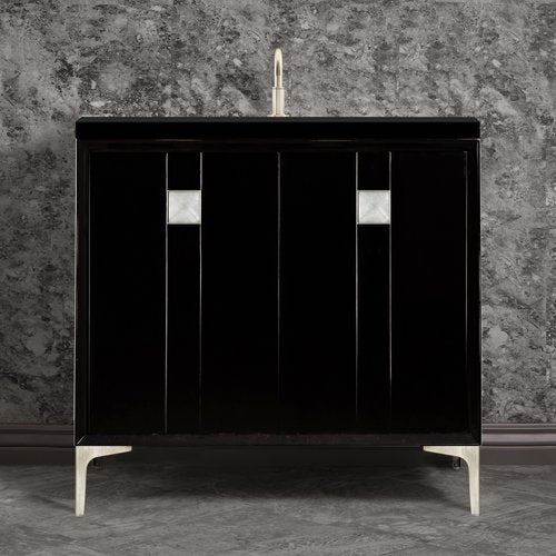 Linkasink VAN36B-019SN Tuxedo With 3 Artisan Glass Prism Hardware 36 Wide Vanity, 36 X 22 X 33.5 (Without Vanity Top) - Parent