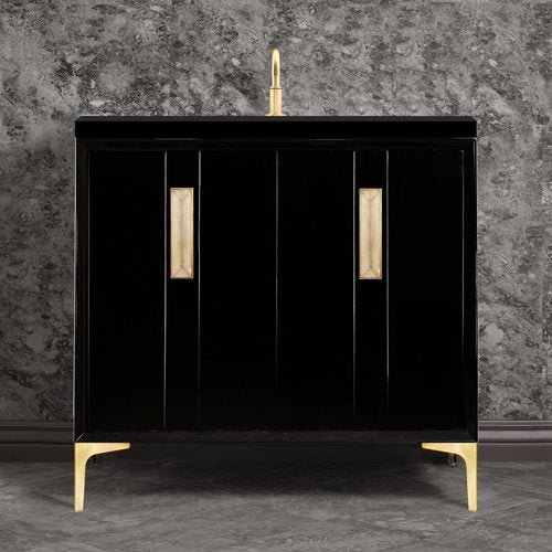 Linkasink VAN36B-020SB Tuxedo With 8 Artisan Glass Prism Hardware 36 Wide Vanity, 36 X 22 X 33.5 (Without Vanity Top) - Parent