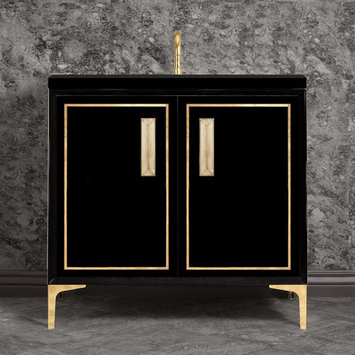 Linkasink VAN36B-024PB Linea With 8 Artisan Glass Prism Hardware 36 Wide Vanity, 36 X 22 X 33.5 (Without Vanity Top) - Parent