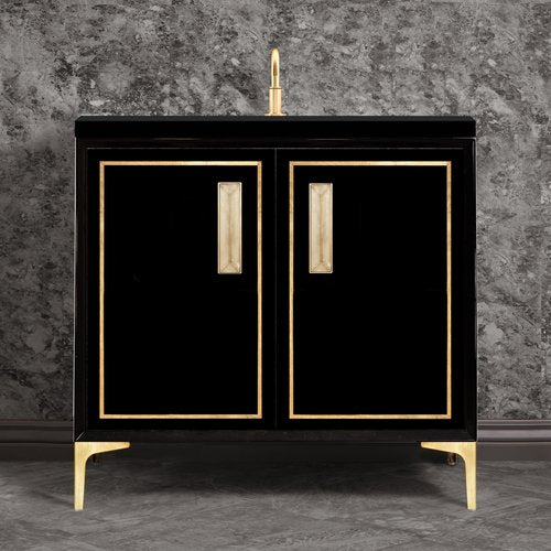 Linkasink VAN36B-024SB Linea With 8 Artisan Glass Prism Hardware 36 Wide Vanity, 36 X 22 X 33.5 (Without Vanity Top) - Parent