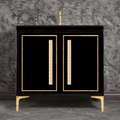 Linkasink VAN36B-026PB Linea With 18 Artisan Glass Pyramid Hardware 36 Wide Vanity, 36 X 22 X 33.5 (Without Vanity Top) - Parent