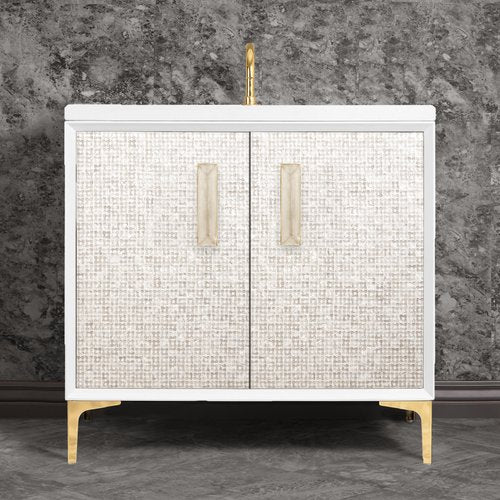 Linkasink VAN36W-016PB Mother Of Pearl With 8 Artisan Glass Prism Hardware 36 Wide Vanity, 36 X 22 X 33.5 (Without Vanity Top) - Parent