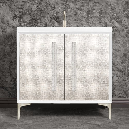 Linkasink VAN36W-018SN Mother Of Pearl With 18 Artisan Glass Pyramid Hardware 36 Wide Vanity, 36 X 22 X 33.5 (Without Vanity Top) - Parent