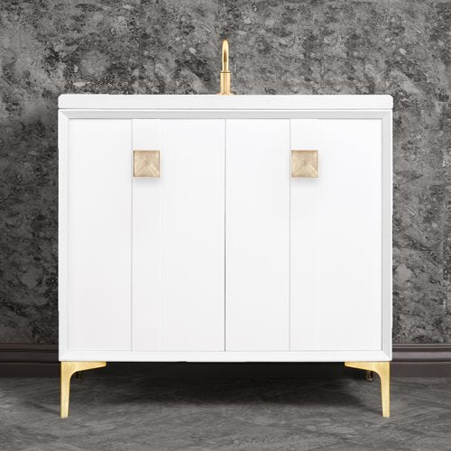 Linkasink VAN36W-019SB Tuxedo With 3 Artisan Glass Prism Hardware 36 Wide Vanity, 36 X 22 X 33.5 (Without Vanity Top) - Parent