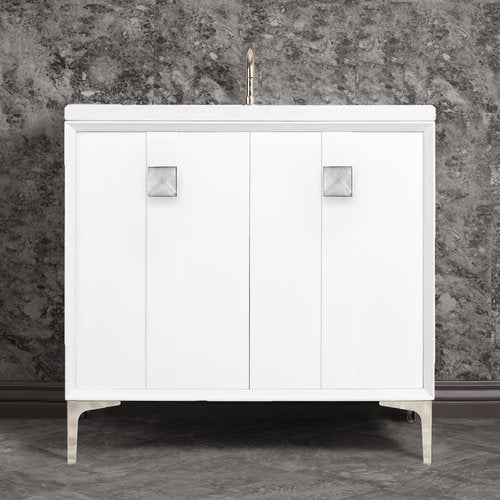 Linkasink VAN36W-019SN Tuxedo With 3 Artisan Glass Prism Hardware 36 Wide Vanity, 36 X 22 X 33.5 (Without Vanity Top) - Parent