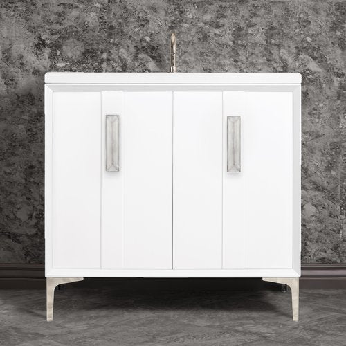Linkasink VAN36W-020PN Tuxedo With 8 Artisan Glass Prism Hardware 36 Wide Vanity, 36 X 22 X 33.5 (Without Vanity Top) - Parent