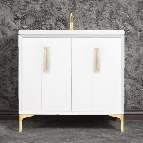Linkasink VAN36W-020SB Tuxedo With 8 Artisan Glass Prism Hardware 36 Wide Vanity, 36 X 22 X 33.5 (Without Vanity Top) - Parent