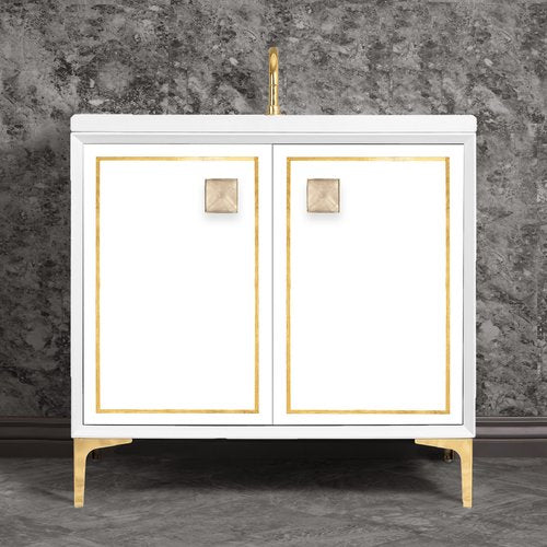 Linkasink VAN36W-023PB Linea With 3 Artisan Glass Prism Hardware 36 Wide Vanity, 36 X 22 X 33.5 (Without Vanity Top) - Parent