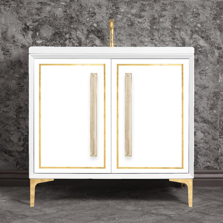 Linkasink VAN36W-025PB Linea With 18 Artisan Glass Prism Hardware 36 Wide Vanity, 36 X 22 X 33.5 (Without Vanity Top) - Parent