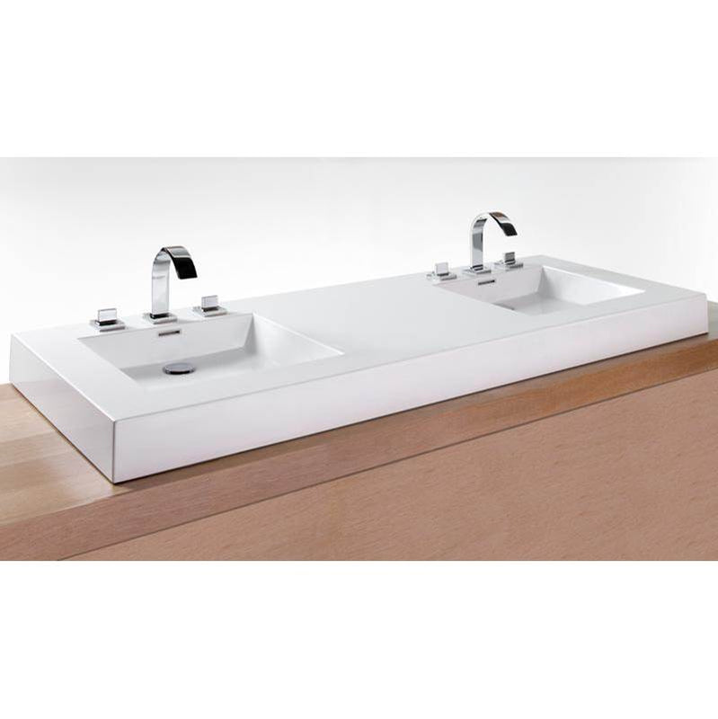 Wet Style VC60-O-8-NT-MA Lav - Cube - 60 X 22 X 4 - Nt O/F - 3 Holes 8 C/C Per Drain - White Matte