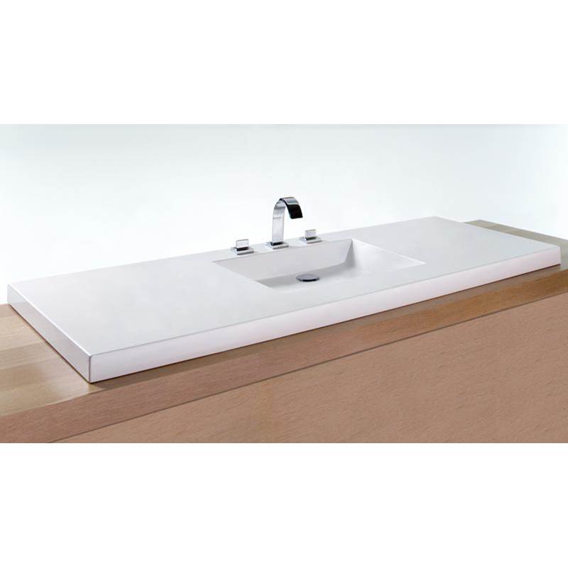 Wet Style VCS60C-O-8-BN-MA Lav - Cube - 60 X 22 X 2 - Center - Bn O/F - 3 Holes 8 C/C - White Matte