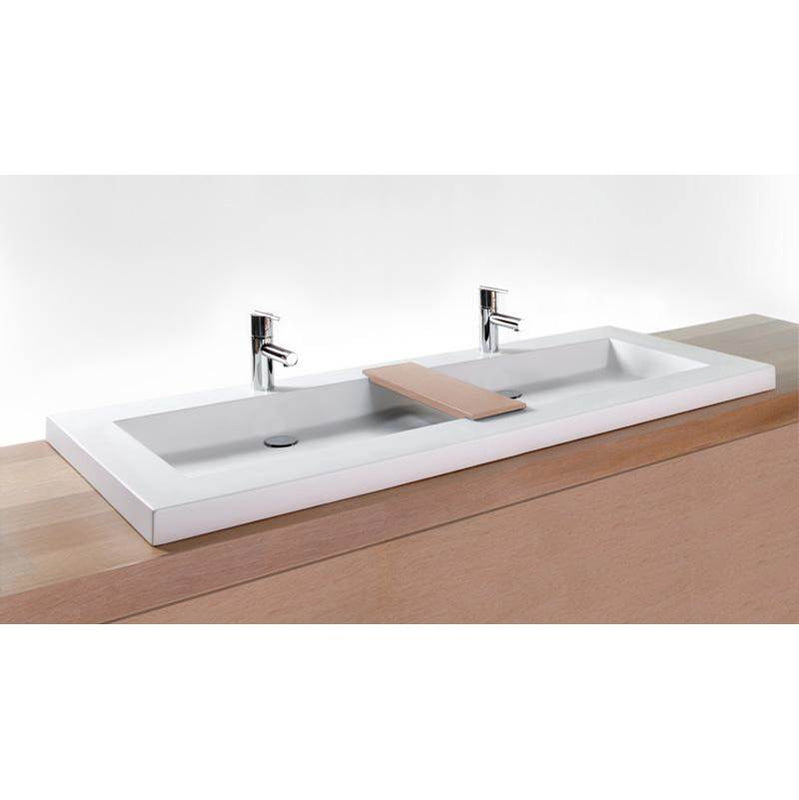 Wet Style VCS60T-O-1-MB-MA Lav - Cube - 60 X 22 X 2 - Trough - Mb O/F - 1 Hole Per Drain - White Matte