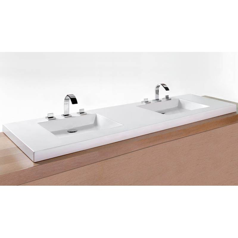 Wet Style VCS72-O-1-MB-MA Lav - Cube - 72 X 22 X 2 - Mb O/F - 1 Hole Per Drain - White Matte