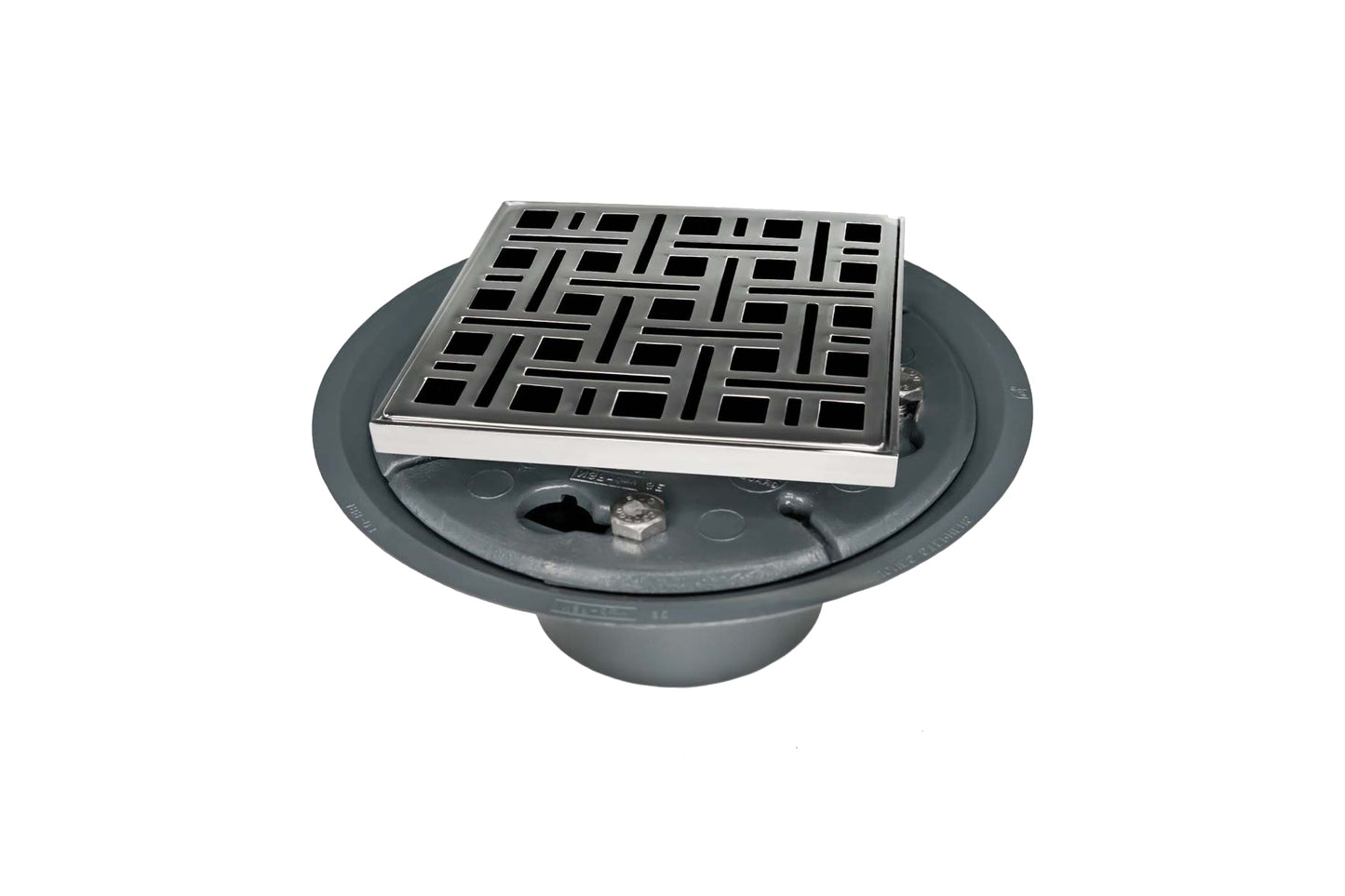 Infinity Drain VD 4-2I 4? x 4? VD 4 - Strainer - Weave Pattern & 2" Throat w/Cast Iron Drain Body 2? Outlet - Parent