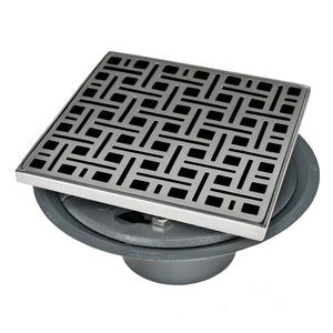 Infinity Drain VD 5-3P 5” x 5” VD 5 - Strainer - Weave Pattern & 4" Throat w/PVC Drain Body 3” Outlet