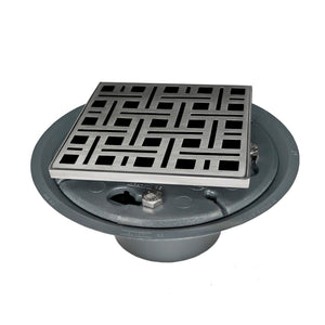 Infinity Drain VDB 4-P 4” x 4” VD 4 - Strainer - Lines Pattern & 2" Throat w/PVC Bonded Flange 2”, 3”, & 4” Outlet