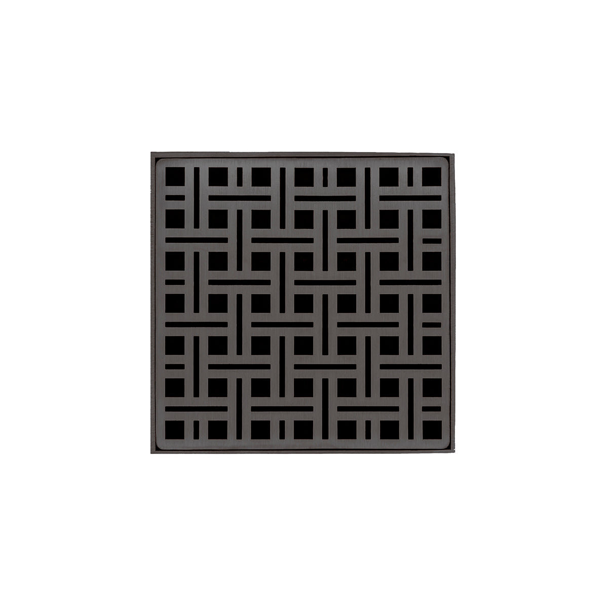 Infinity Drain VDB 5-S  5" x 5" VDB 5 Complete Kit with Weave Pattern Decorative Plate  with Stainless Steel Bonded Flange Drain Body, 2" No Hub Outlet