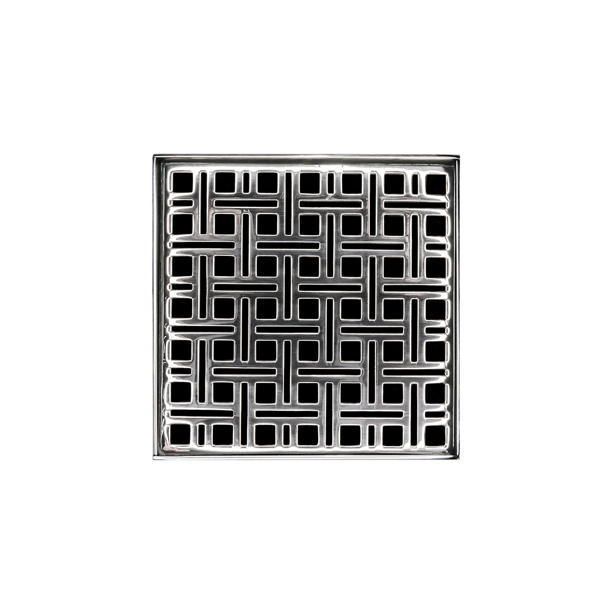 Infinity Drain VDB 5-S  5" x 5" VDB 5 Complete Kit with Weave Pattern Decorative Plate  with Stainless Steel Bonded Flange Drain Body, 2" No Hub Outlet